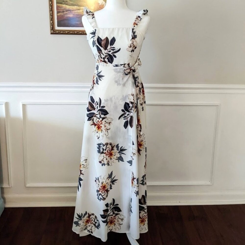 Floral Print Off-the-Shoulder Maxi Dress